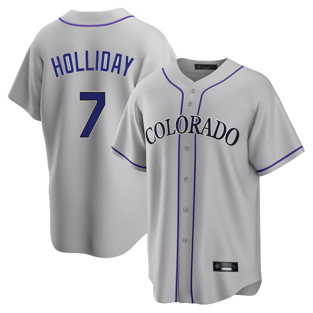 Fenge C.Rockies #7 Matt Holliday Player Gray Game Home Stitched Jerseys