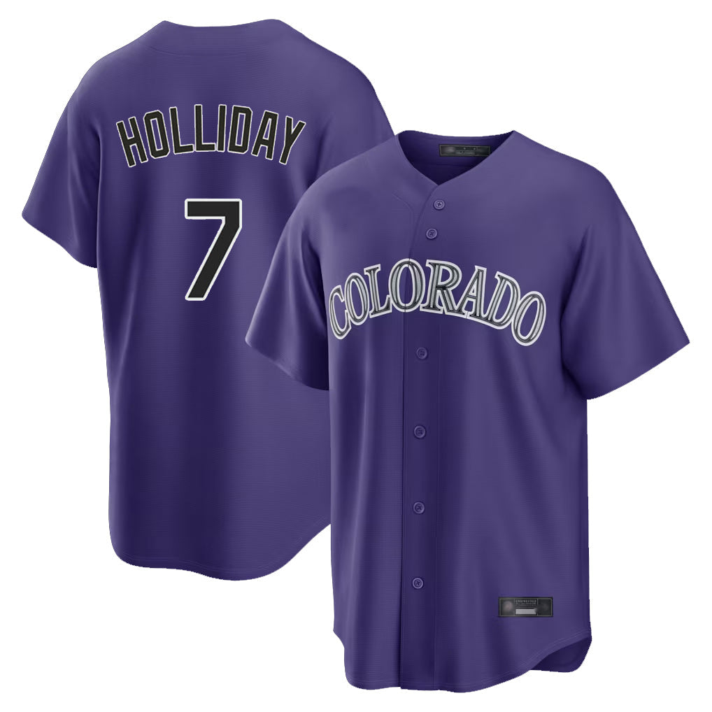 Fenge C.Rockies #7 Matt Holliday Player Purple Game Home Stitched Jerseys