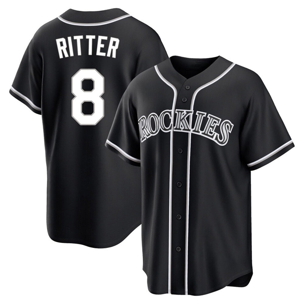 Fenge C.Rockies #8 Ryan Ritter Player Black Fashion Out Home Game Stitched Jerseys