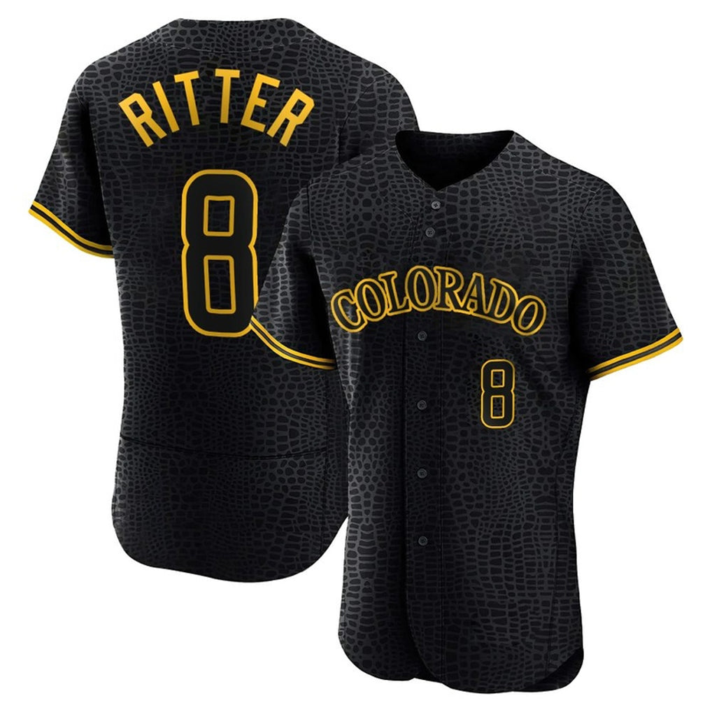 Fenge C.Rockies #8 Ryan Ritter Player Black Snake Skin City Limited Elite Home Stitched Jerseys