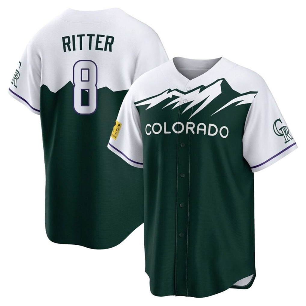 Fenge C.Rockies #8 Ryan Ritter Player Green City Connect Home Game Stitched Jerseys