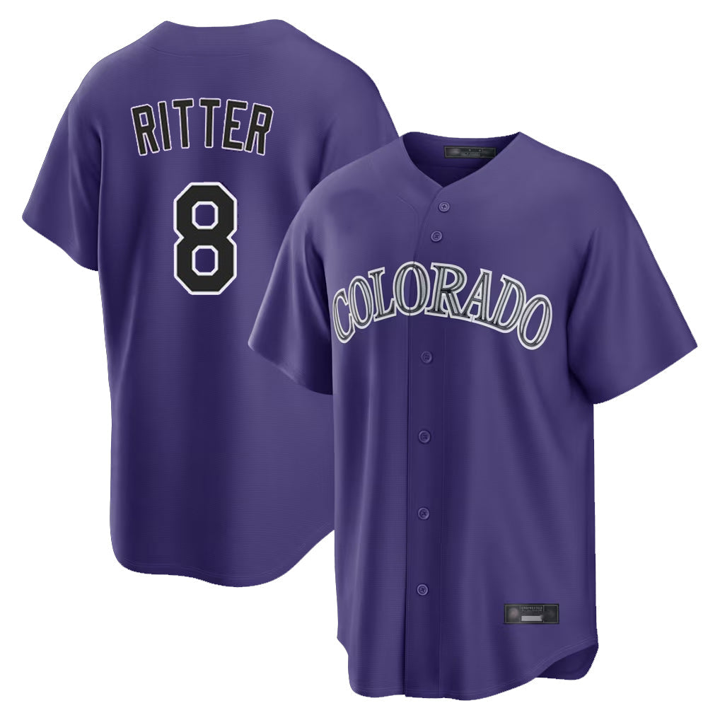 Fenge C.Rockies #8 Ryan Ritter Player Purple Game Home Stitched Jerseys
