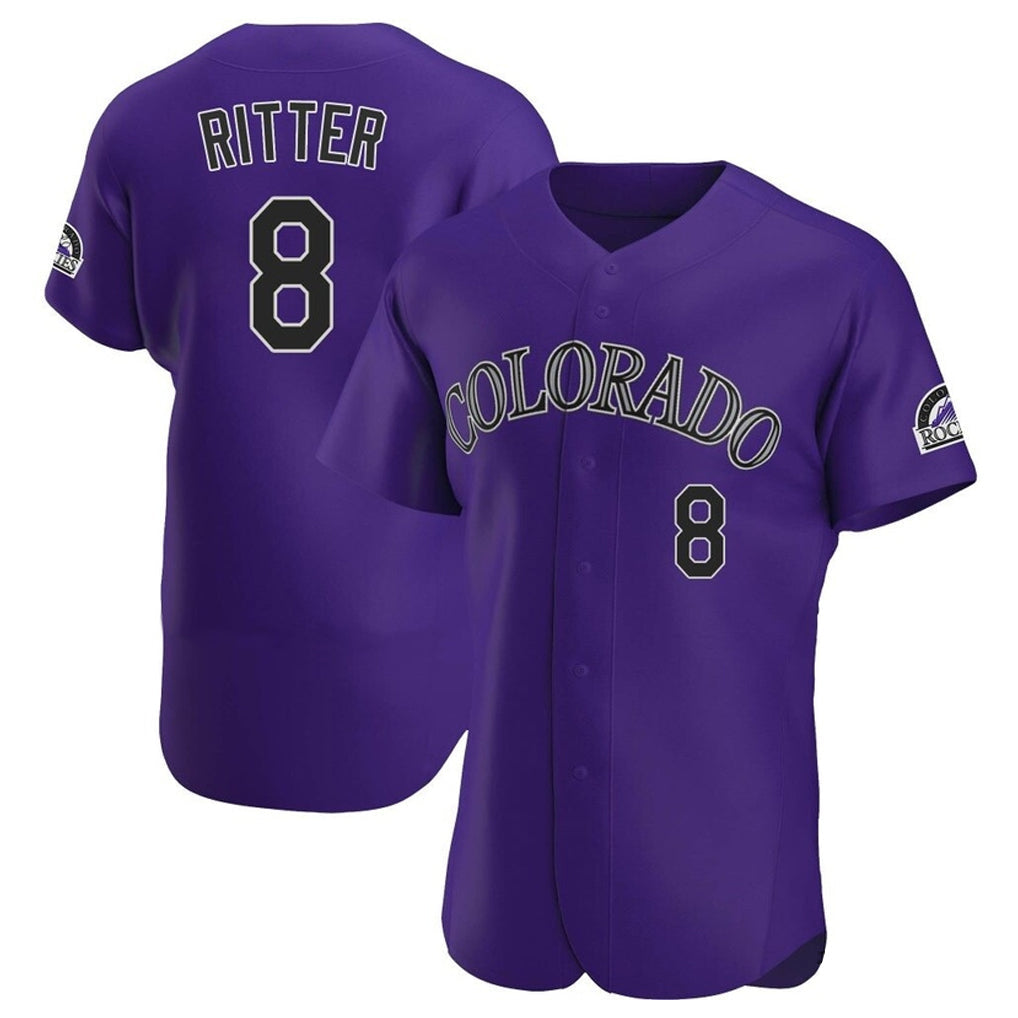 Fenge C.Rockies #8 Ryan Ritter Player Purple Limited Elite Home Stitched Jerseys