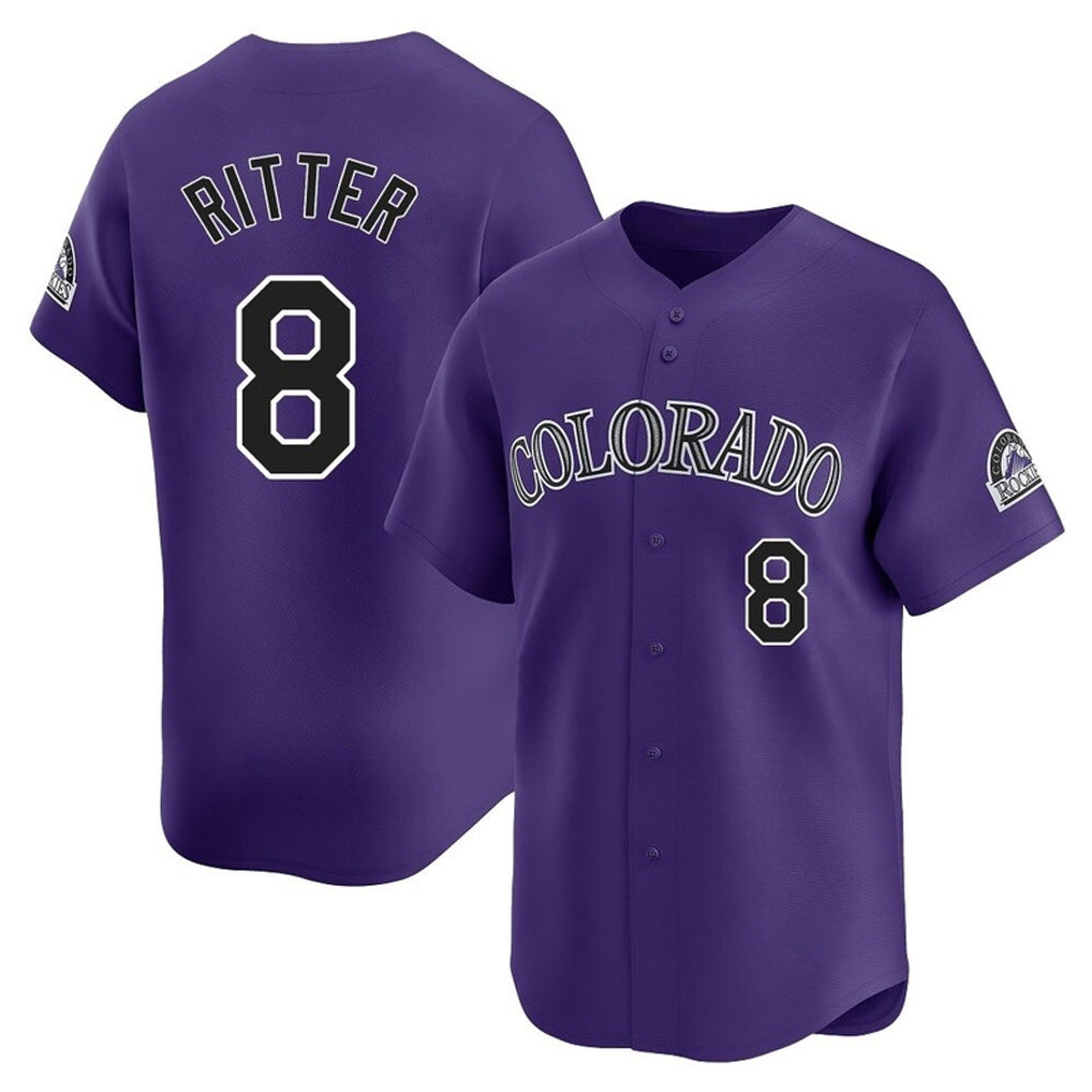 Fenge C.Rockies #8 Ryan Ritter Player Purple Limited Home Stitched Jerseys