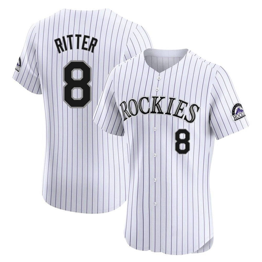 Fenge C.Rockies #8 Ryan Ritter Player White Limited Elite Home Stitched Jerseys