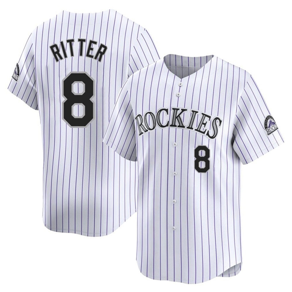Fenge C.Rockies #8 Ryan Ritter Player White Limited Home Stitched Jerseys