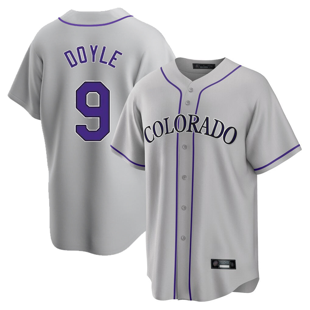 Fenge C.Rockies #9 Brenton Doyle Player Gray Game Home Stitched Jerseys