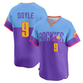 Fenge C.Rockies #9 Brenton Doyle Player Purple-Light Blue City Connect Limited Home T-shirt Stitched Jerseys