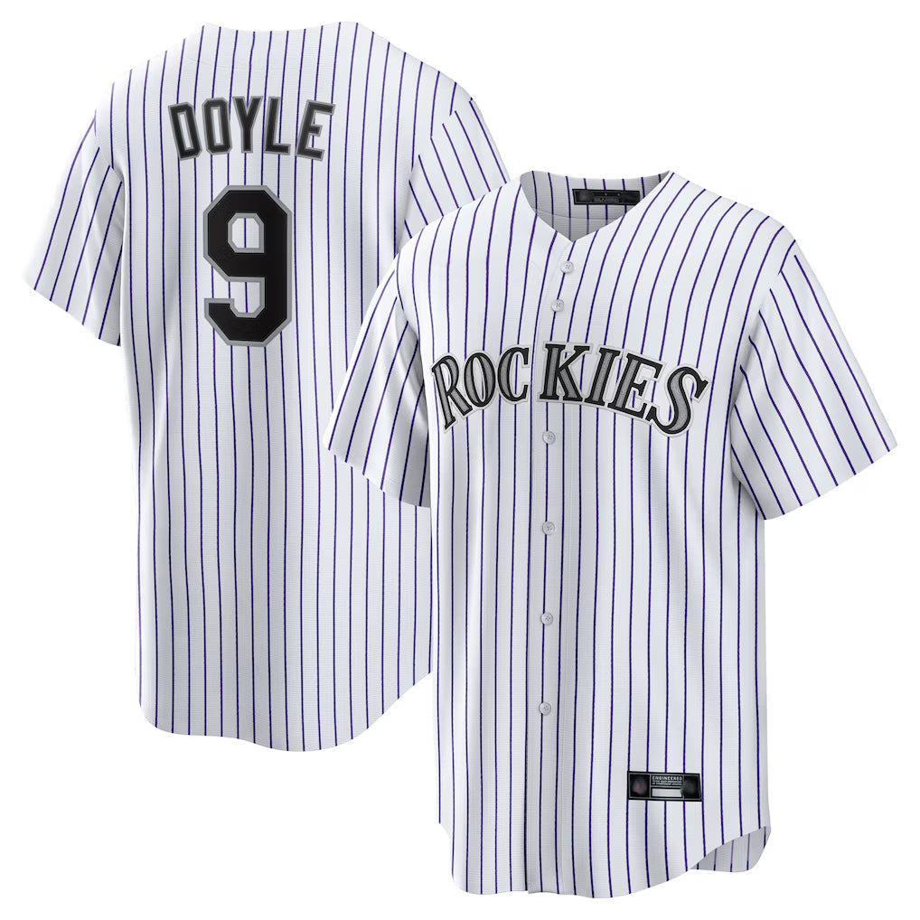 Fenge C.Rockies #9 Brenton Doyle Player White Game Home Stitched Jerseys
