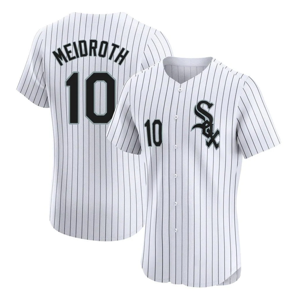 Fenge C.White Sox #10 Chase Meidroth Player White Stripe Limited Elite Home Stitched Jerseys