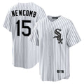 Fenge C.White Sox #15 Sean Newcomb Player White Stripe Home Game Stitched Jerseys