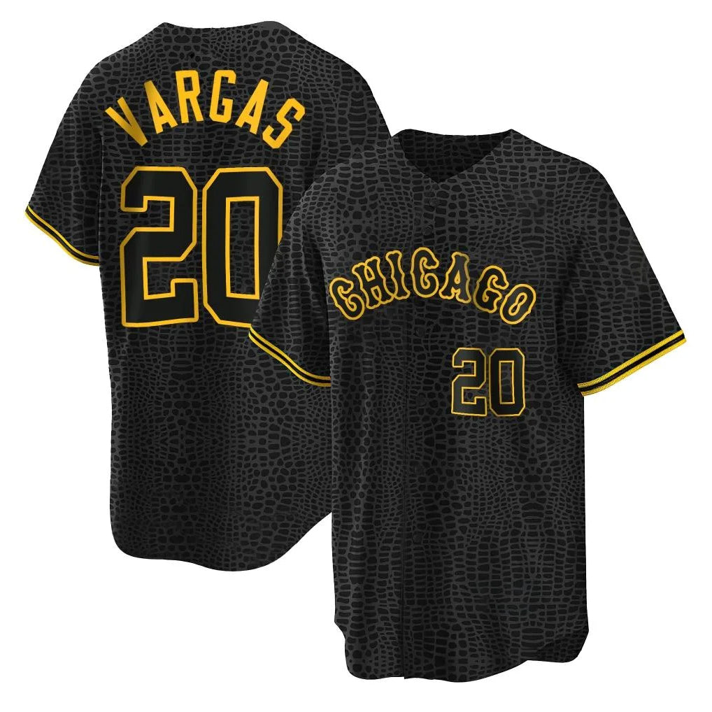 Fenge C.White Sox #20 Miguel Vargas Player Black Snake Skin City Home Game Stitched Jerseys