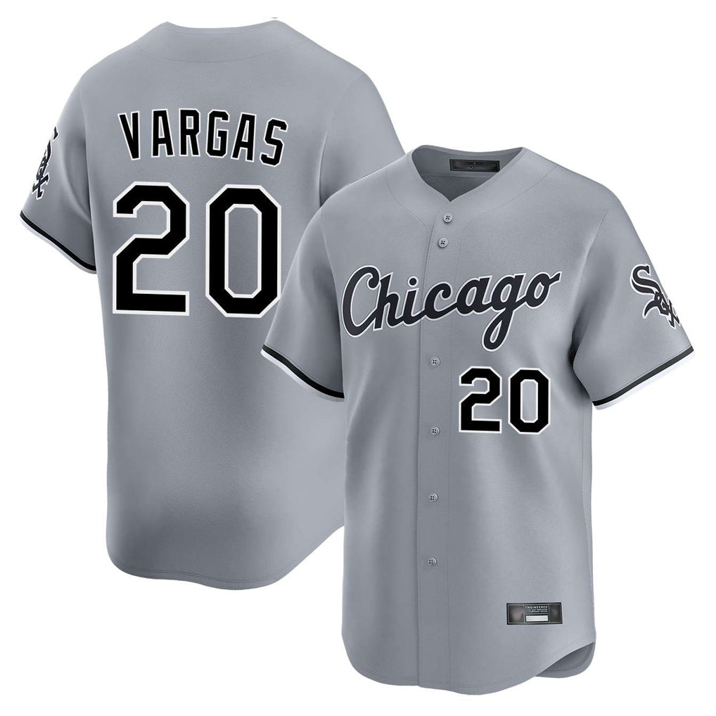 Fenge C.White Sox #20 Miguel Vargas Player Gray Road Limited Home Stitched Jerseys