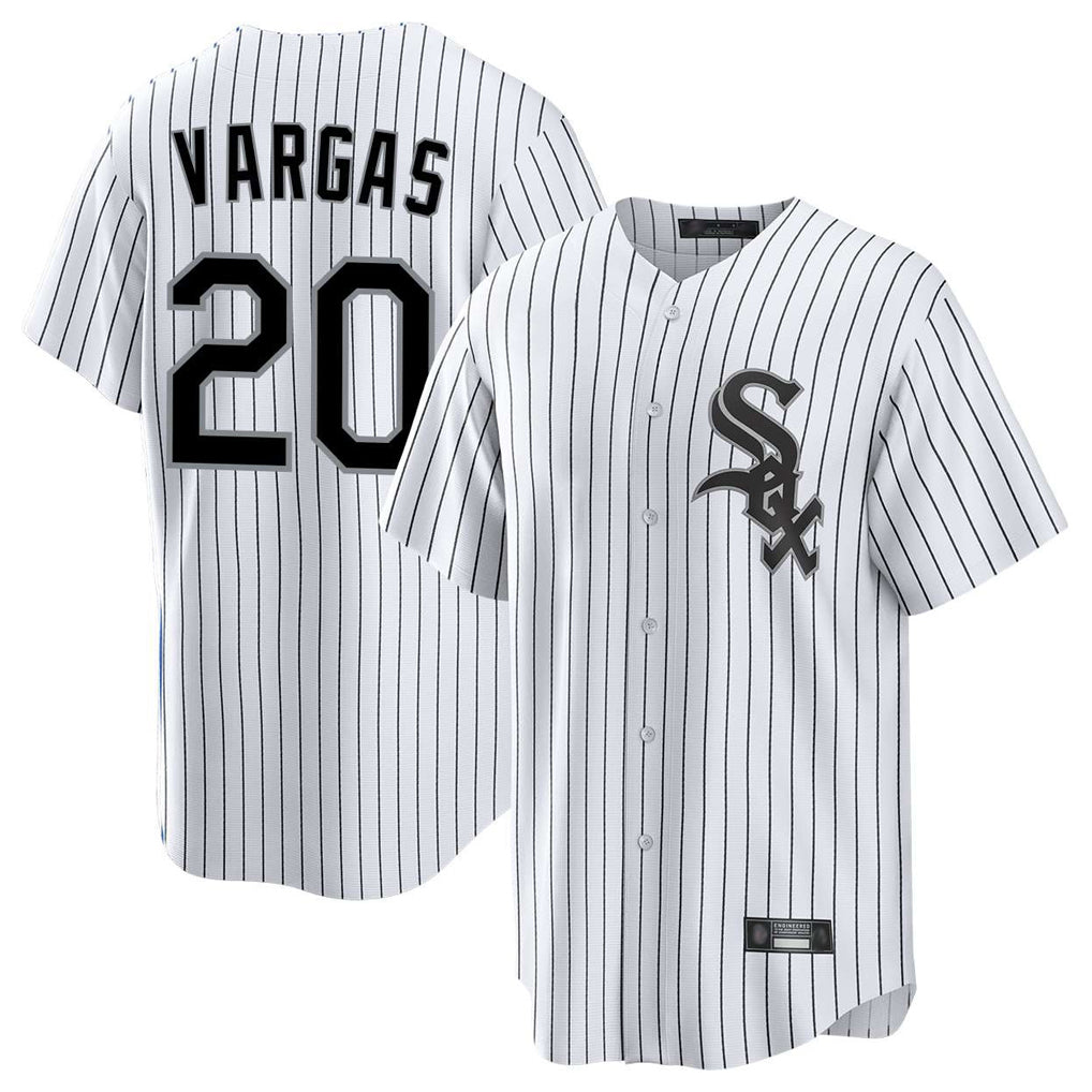 Fenge C.White Sox #20 Miguel Vargas Player White Stripe Home Game Stitched Jerseys