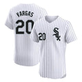 Fenge C.White Sox #20 Miguel Vargas Player White Stripe Limited Elite Home Stitched Jerseys