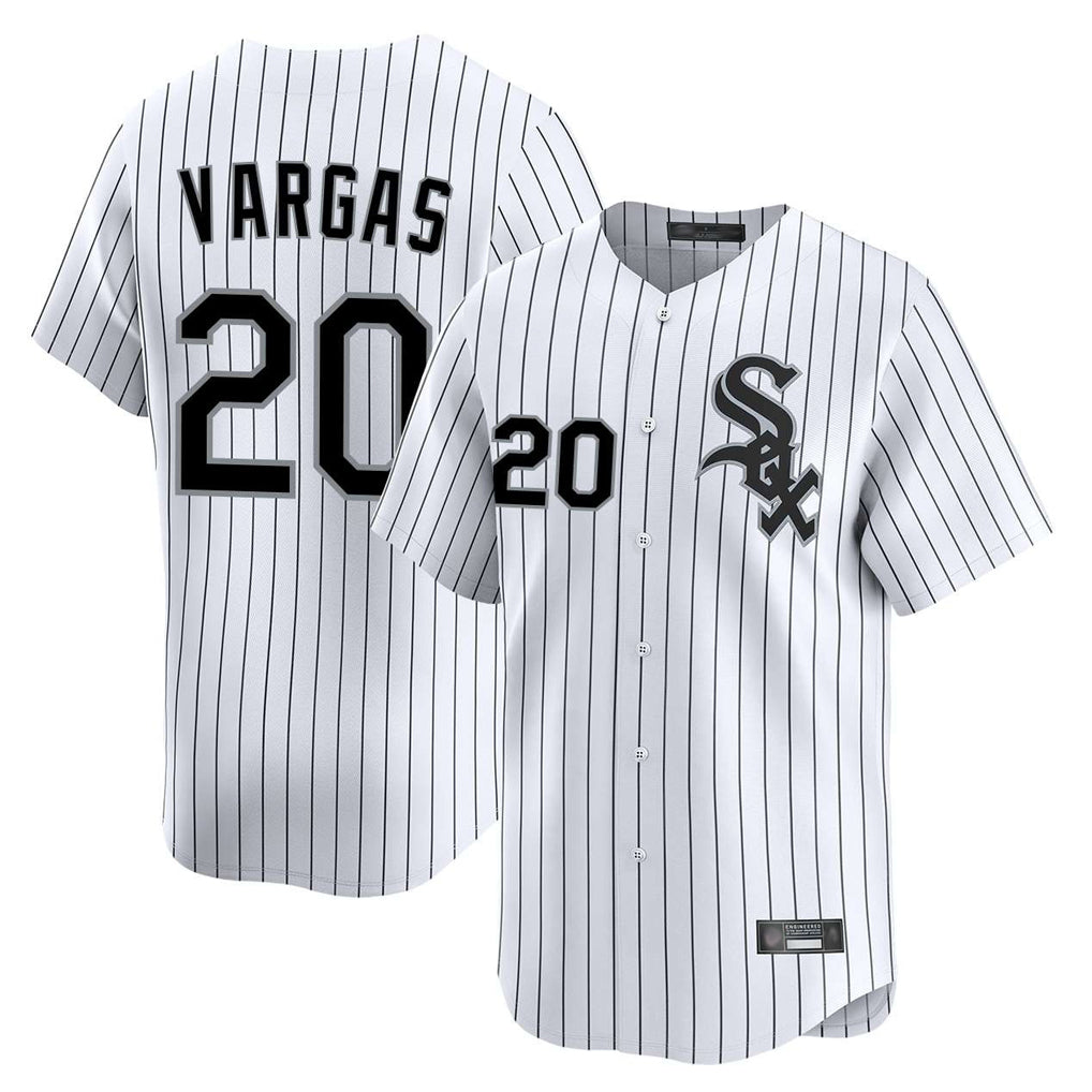 Fenge C.White Sox #20 Miguel Vargas Player White Stripe Limited Home Stitched Jerseys