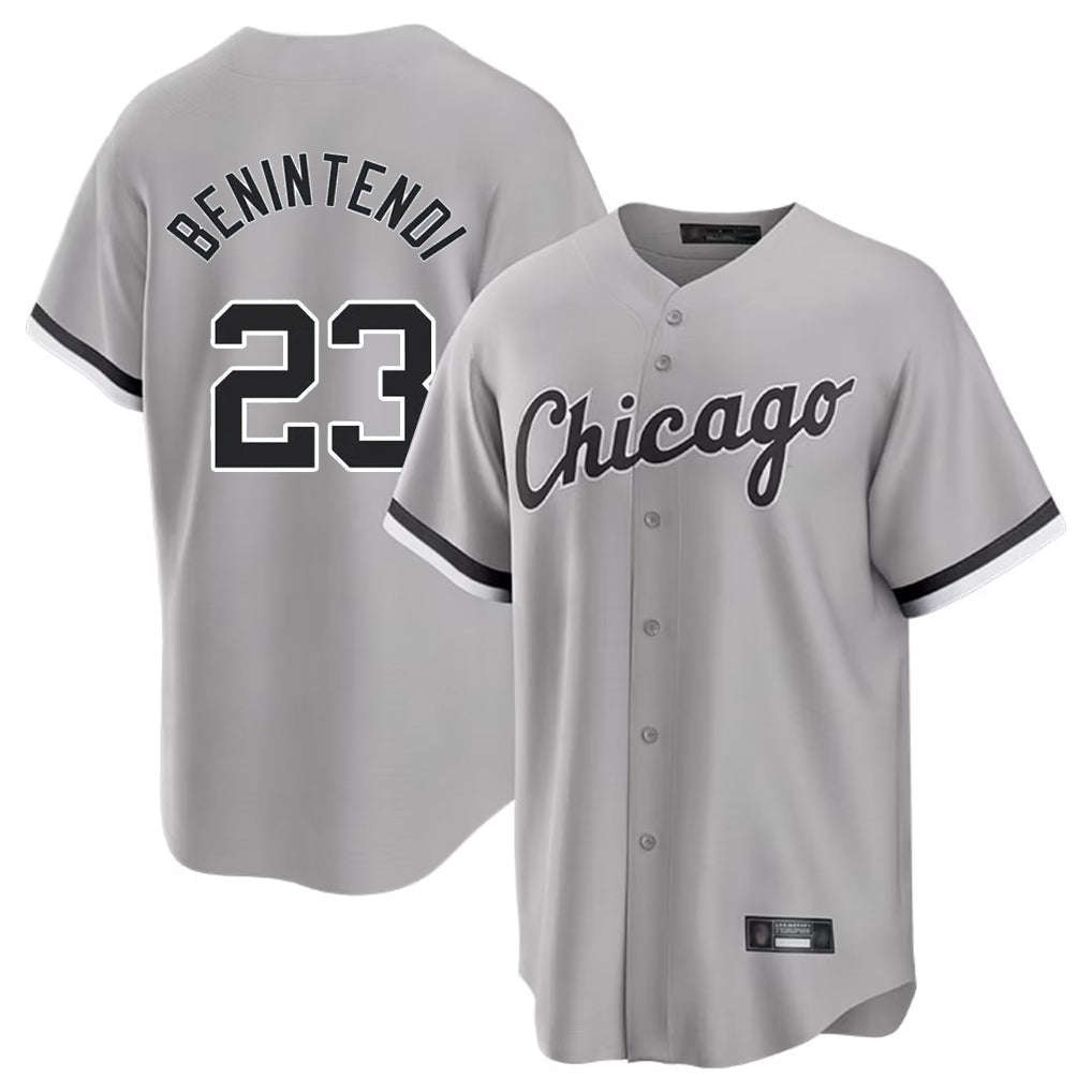 Fenge C.White Sox #23 Andrew Benintendi Player Gray Home Game Stitched Jerseys