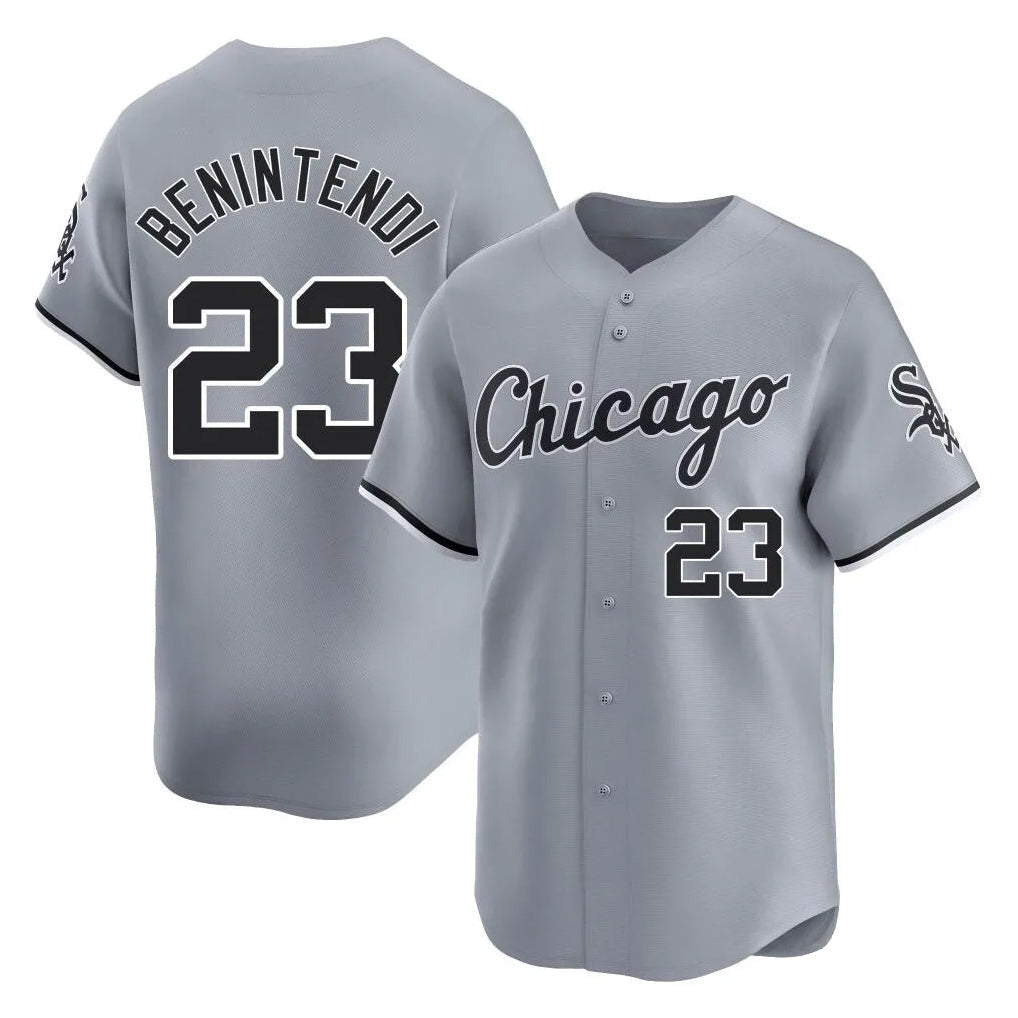 Fenge C.White Sox #23 Andrew Benintendi Player Gray Road Limited Home Stitched Jerseys