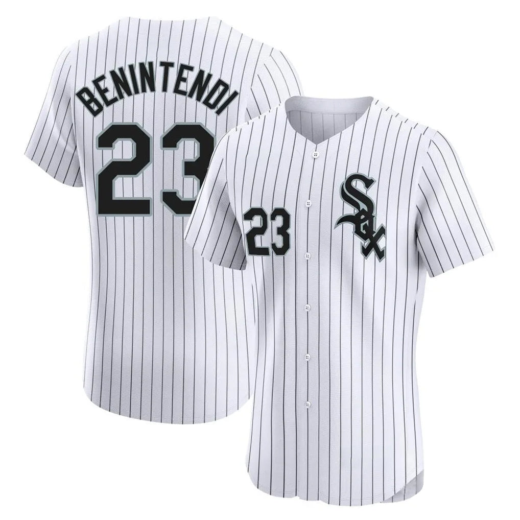 Fenge C.White Sox #23 Andrew Benintendi Player White Stripe Limited Elite Home Stitched Jerseys