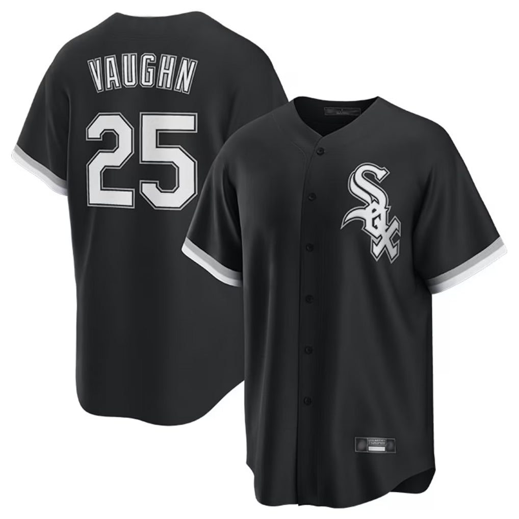 Fenge C.White Sox #25 Andrew Vaughn Player Black Home Game Stitched Jerseys