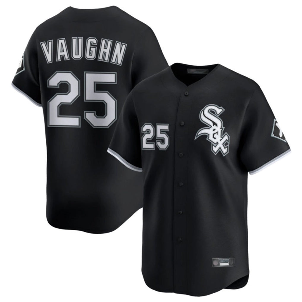 Fenge C.White Sox #25 Andrew Vaughn Player Black Limited Home Stitched Jerseys