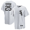 Fenge C.White Sox #25 Andrew Vaughn Player White Stripe Home Game Stitched Jerseys
