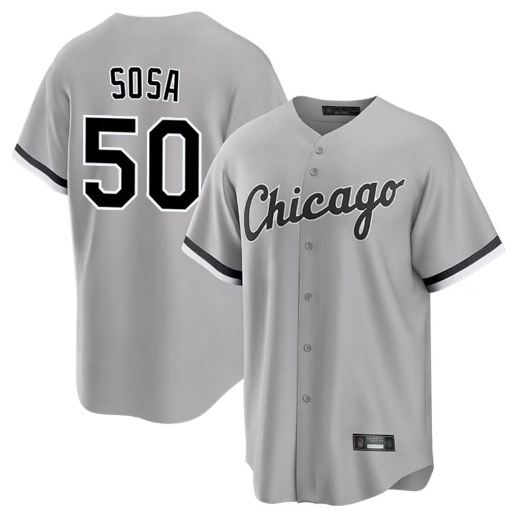 Fenge C.White Sox #50 Lenyn Sosa Player Gray Home Game Stitched Jerseys