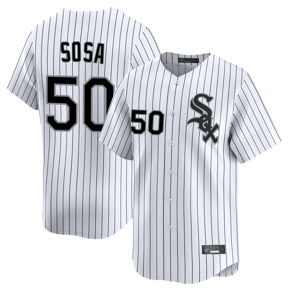 Fenge C.White Sox #50 Lenyn Sosa Player White Stripe Limited Home Stitched Jerseys