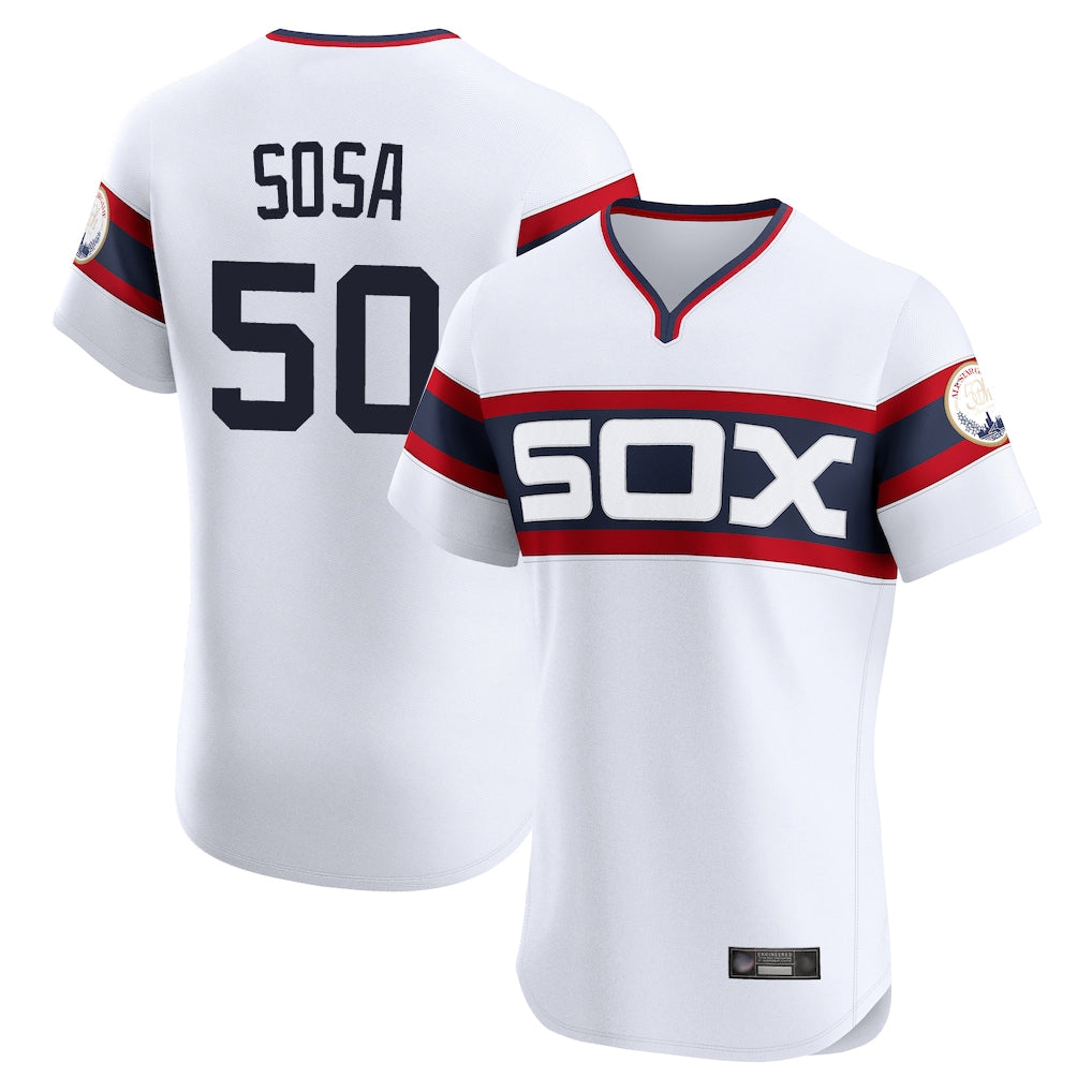 Fenge C.White Sox #50 Lenyn Sosa Player White T-shirt Limited Elite Home Stitched Jerseys