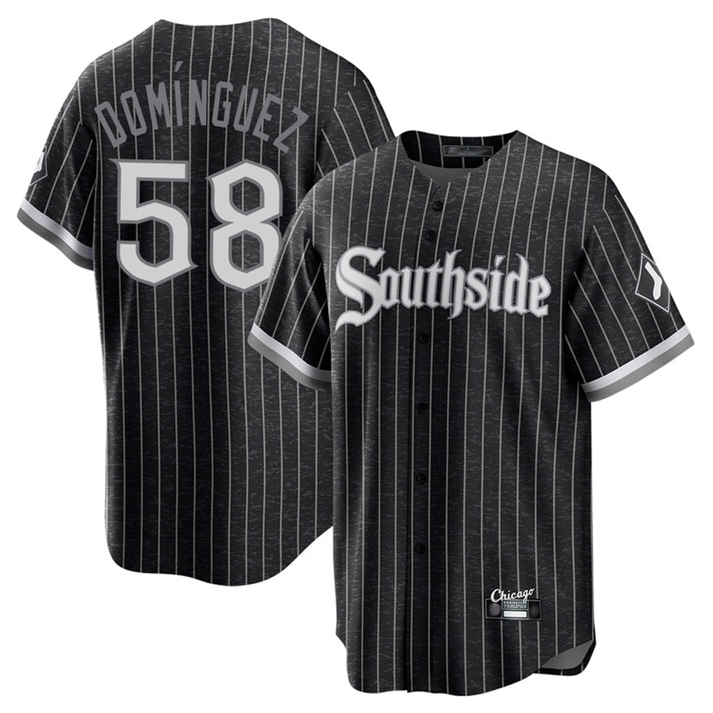Fenge C.White Sox #58 Seranthony Dom¡§anguez Player Black City Connect Home Game Stitched Jerseys