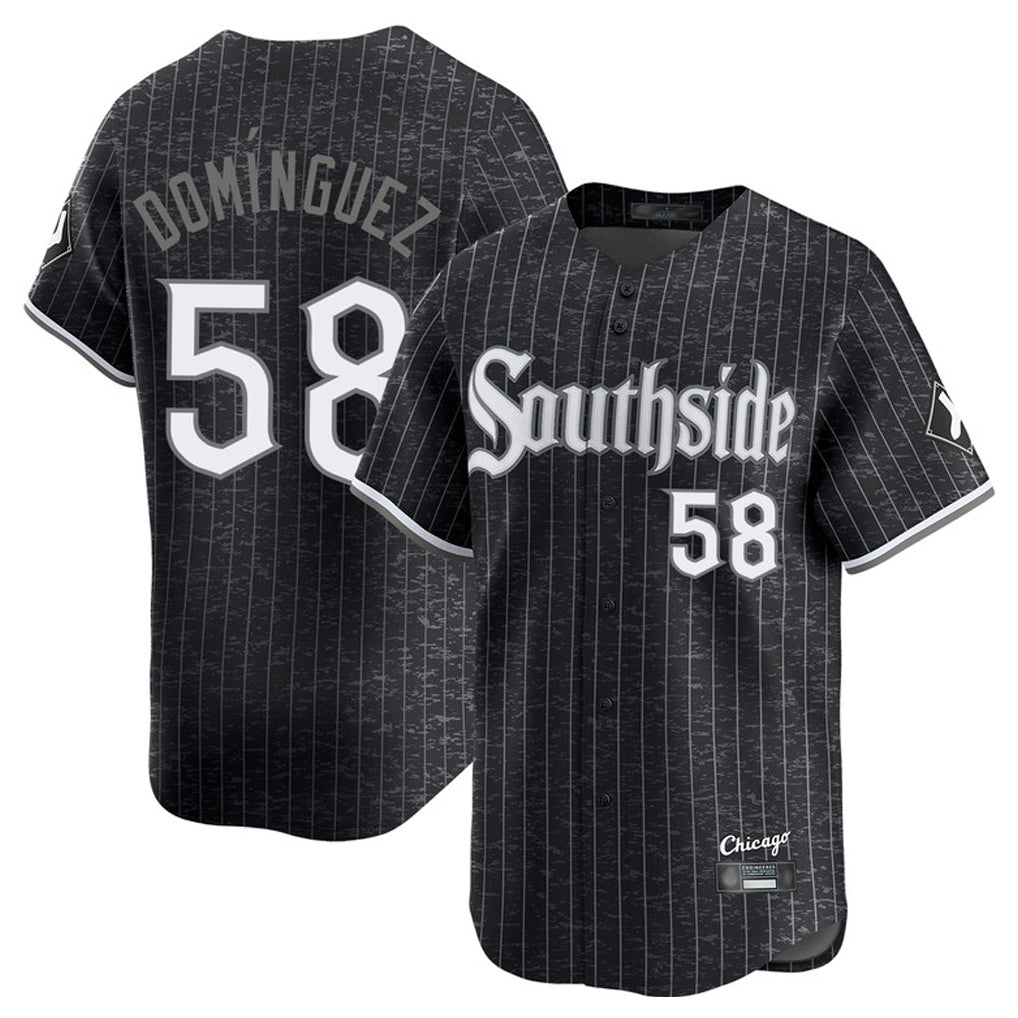 Fenge C.White Sox #58 Seranthony Dom¡§anguez Player Black City Connect Limited Home Stitched Jerseys