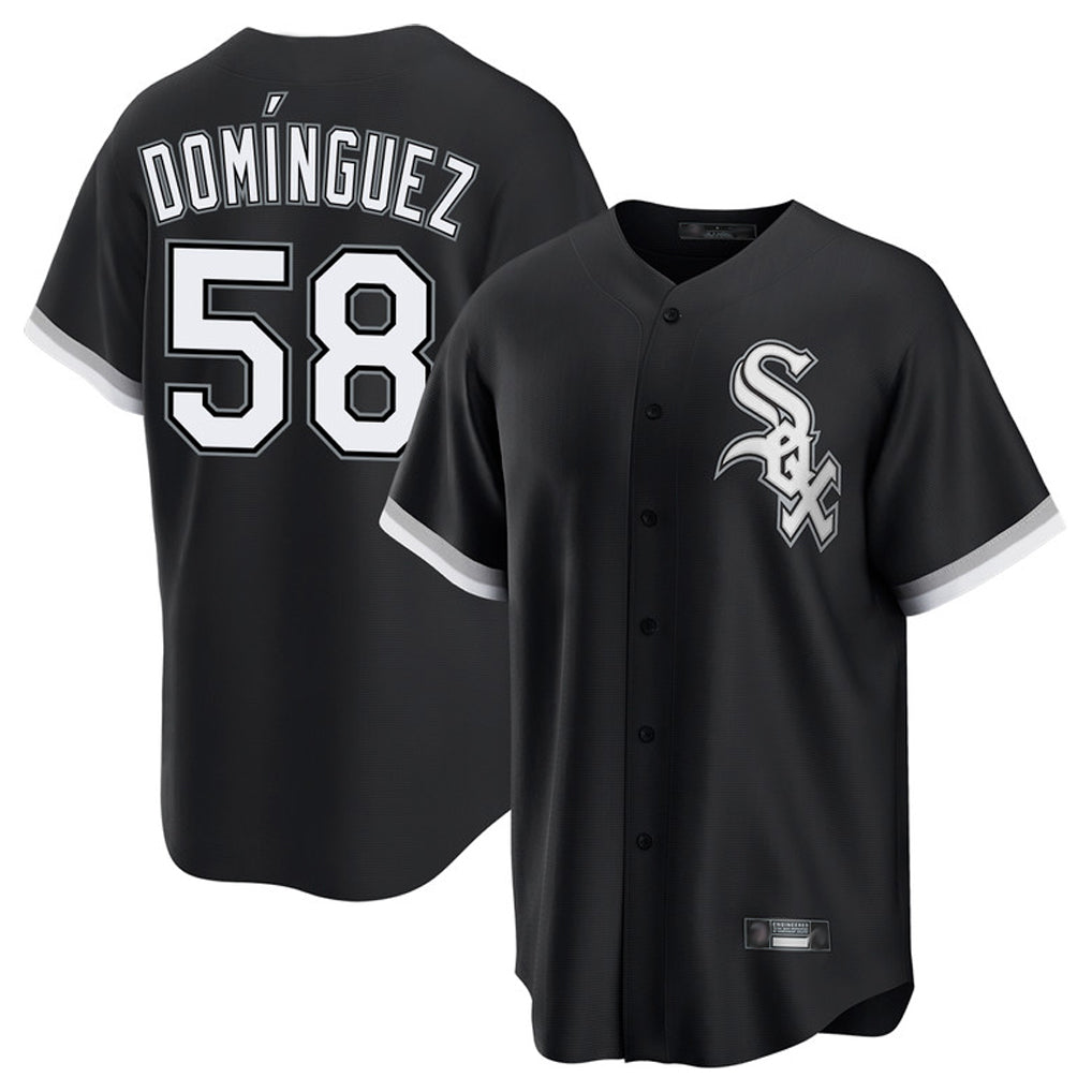 Fenge C.White Sox #58 Seranthony Dom¡§anguez Player Black Home Game Stitched Jerseys