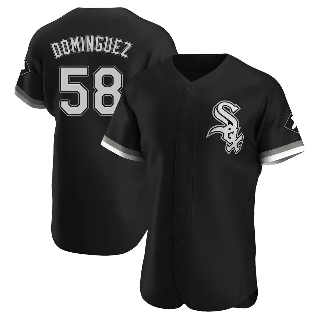Fenge C.White Sox #58 Seranthony Dom¡§anguez Player Black Limited Elite Home Stitched Jerseys