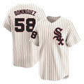 Fenge C.White Sox #58 Seranthony Dom¡§anguez Player Cream Cooperstown Collection Limited Home Stitched Jerseys