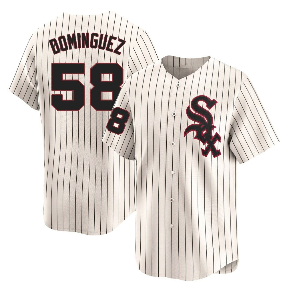 Fenge C.White Sox #58 Seranthony Dom¡§anguez Player Cream Cooperstown Collection Limited Home Stitched Jerseys
