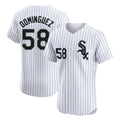 Fenge C.White Sox #58 Seranthony Dom¡§anguez Player White Stripe Limited Elite Home Stitched Jerseys