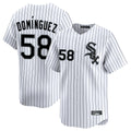 Fenge C.White Sox #58 Seranthony Dom¡§anguez Player White Stripe Limited Home Stitched Jerseys