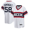 Fenge C.White Sox #58 Seranthony Dom¡§anguez Player White T-shirt Home Game Stitched Jerseys