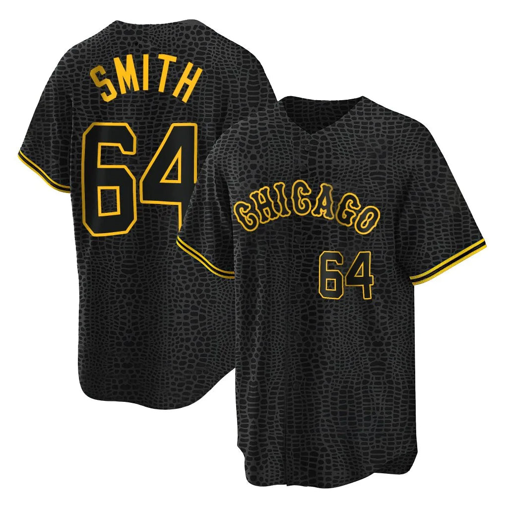Fenge C.White Sox #64 Shane Smith Player Black Snake Skin City Home Game Stitched Jerseys