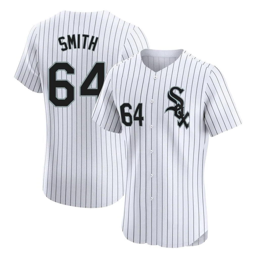 Fenge C.White Sox #64 Shane Smith Player White Stripe Limited Elite Home Stitched Jerseys