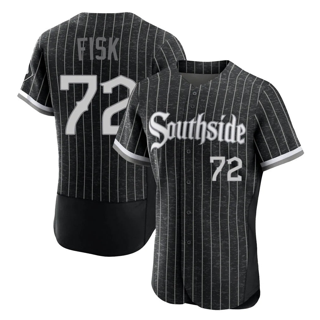 Fenge C.White Sox #72 Carlton Fisk Player Black City Connect Limited Elite Home Stitched Jerseys