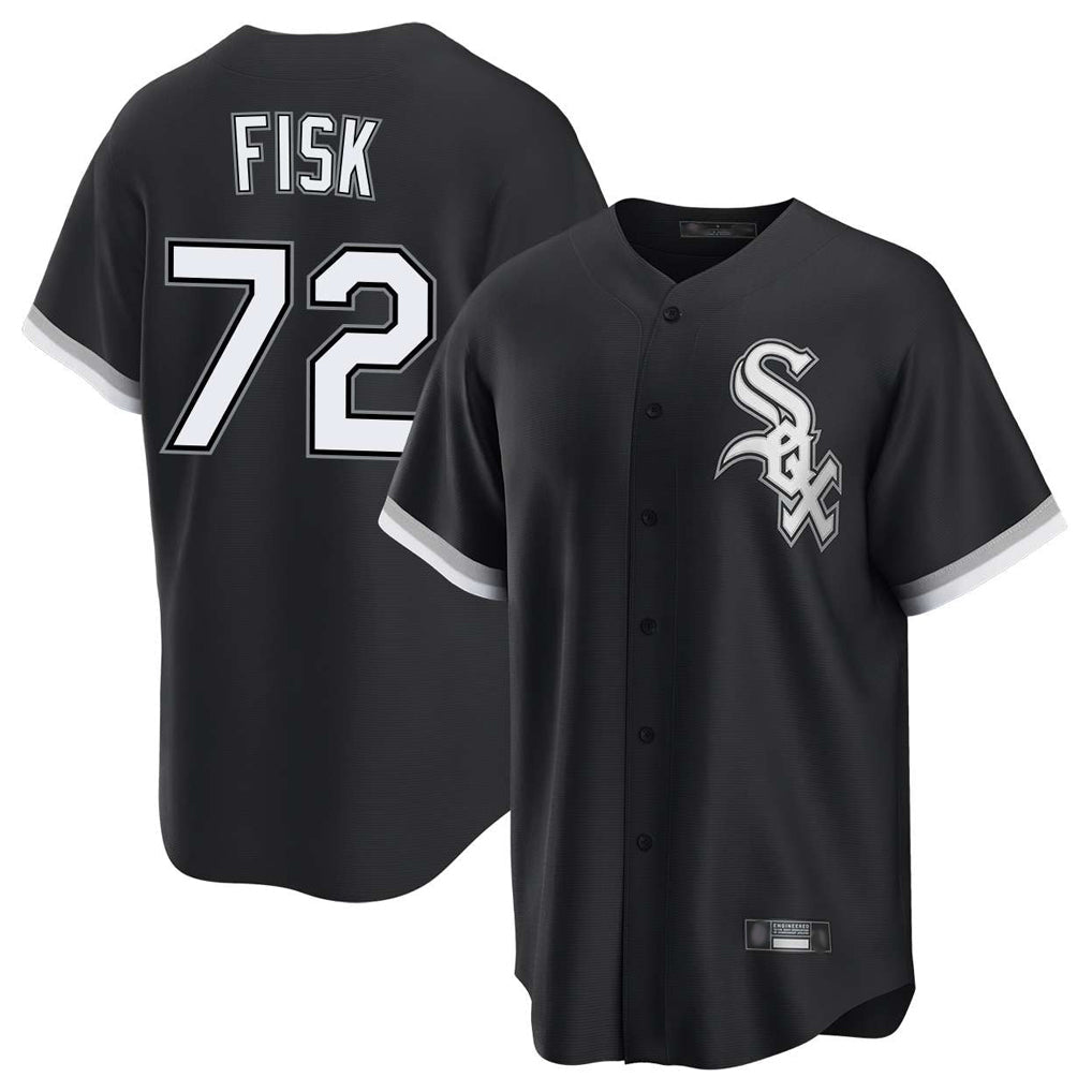 Fenge C.White Sox #72 Carlton Fisk Player Black Home Game Stitched Jerseys