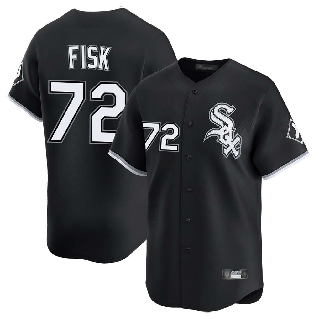 Fenge C.White Sox #72 Carlton Fisk Player Black Limited Home Stitched Jerseys