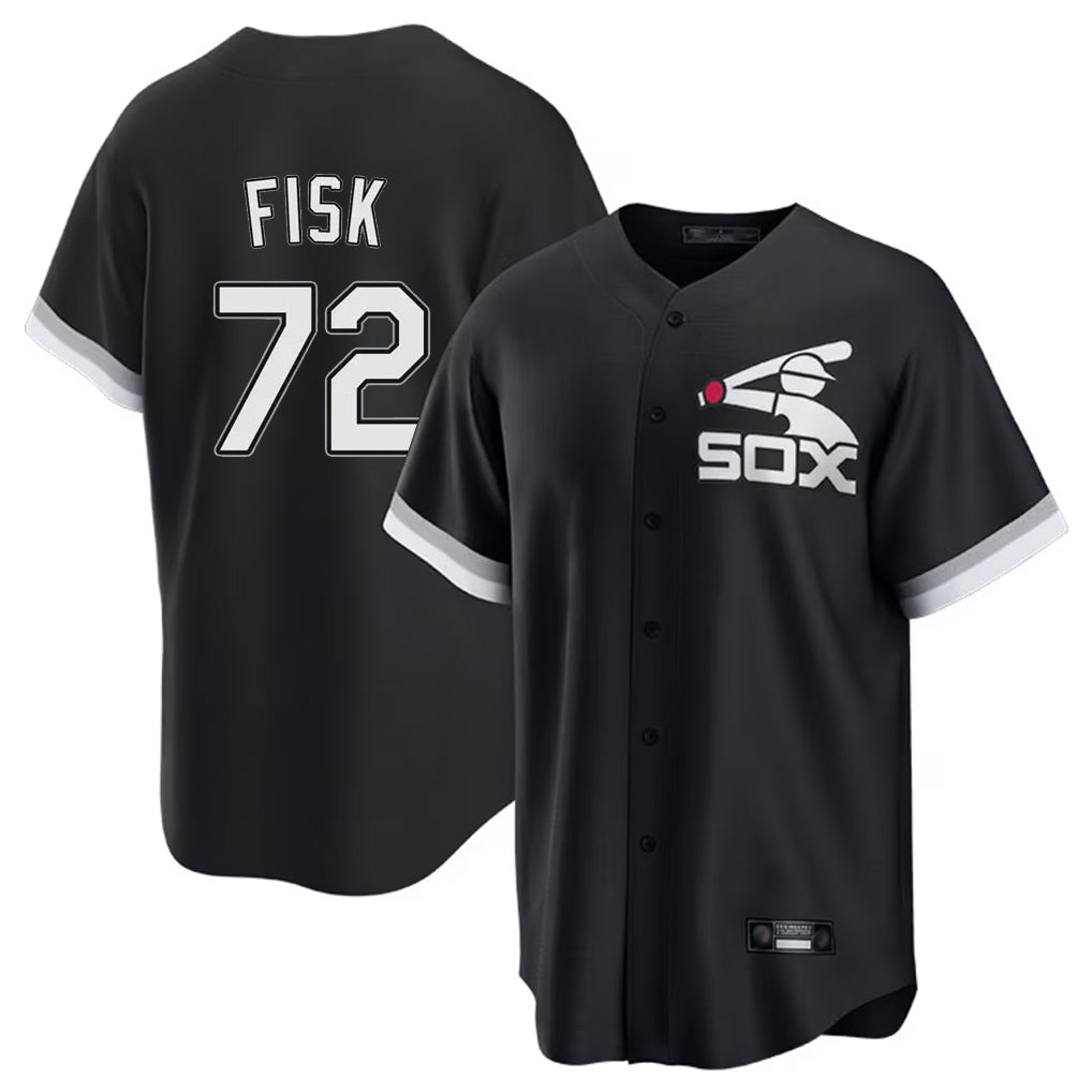 Fenge C.White Sox #72 Carlton Fisk Player Black Spring Training Game Stitched Jerseys