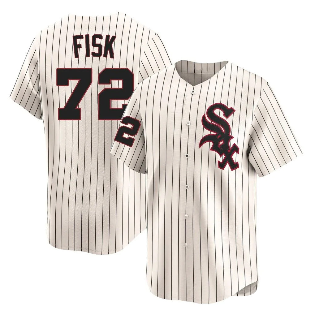 Fenge C.White Sox #72 Carlton Fisk Player Cream Cooperstown Collection Limited Home Stitched Jerseys