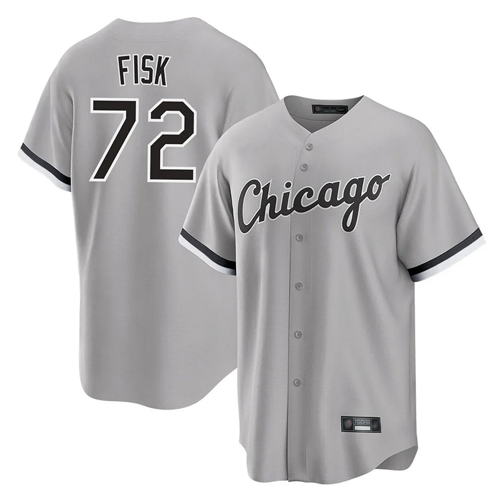 Fenge C.White Sox #72 Carlton Fisk Player Gray Home Game Stitched Jerseys