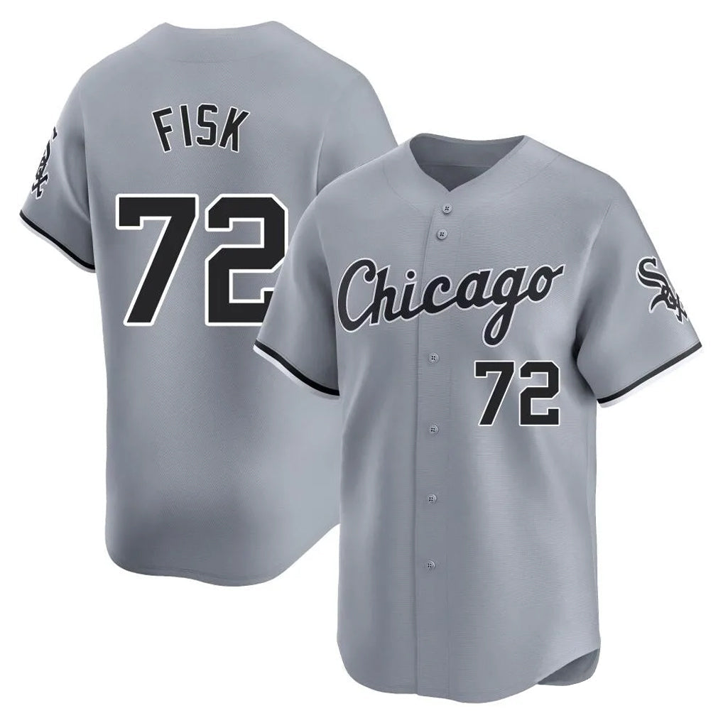 Fenge C.White Sox #72 Carlton Fisk Player Gray Road Limited Home Stitched Jerseys