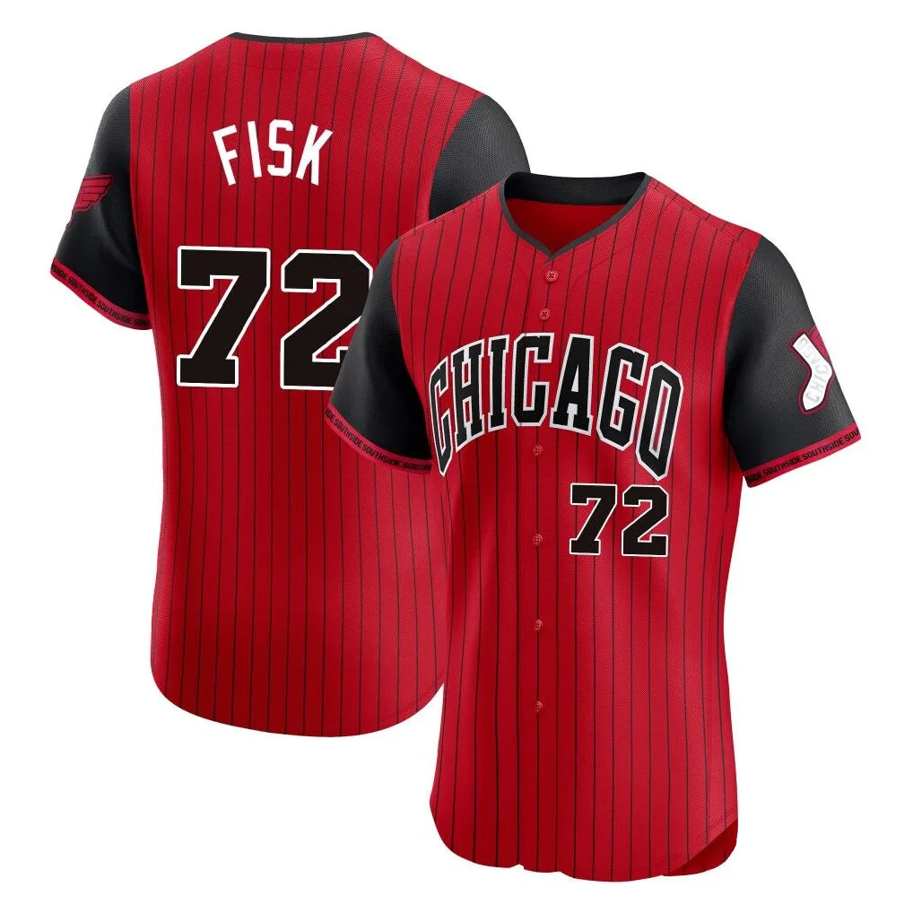 Fenge C.White Sox #72 Carlton Fisk Player Red City Connect Limited Elite Home Stitched Jerseys