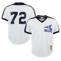 Fenge C.White Sox #72 Carlton Fisk Player White Mitchell & Ness Cooperstown Collection Mesh Game Stitched Jerseys