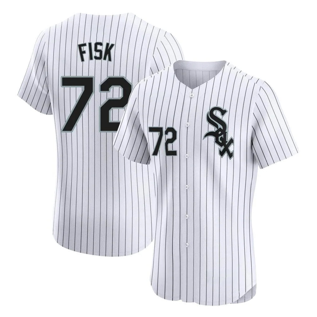 Fenge C.White Sox #72 Carlton Fisk Player White Stripe Limited Elite Home Stitched Jerseys